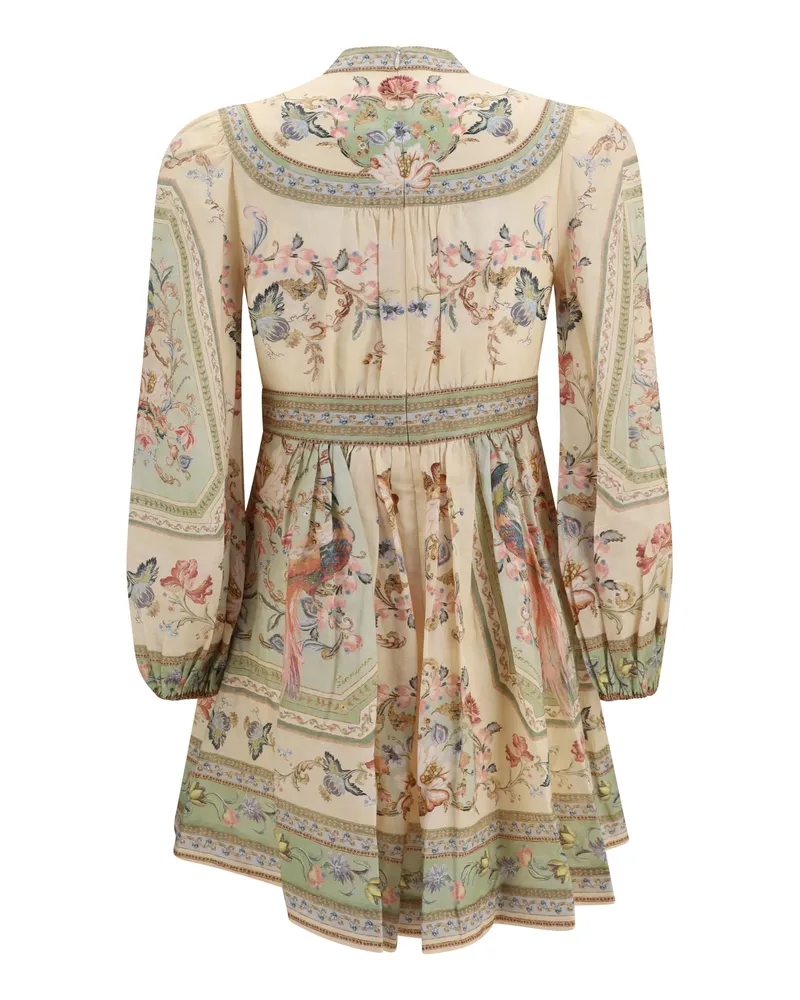 Zimmermann Women's Roselight Mini Dress Sage Tapestry Floral Linen Green