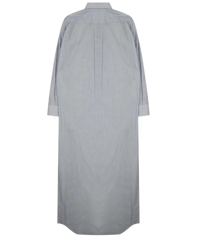 Celine Button-Front Long Shirt Dress — Gray Gray