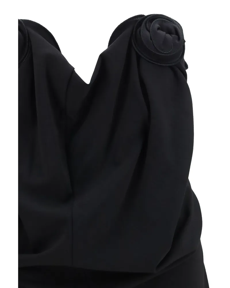 Magda Butrym Women's Draped Strapless Dress Black Wool (ovis Aries Black