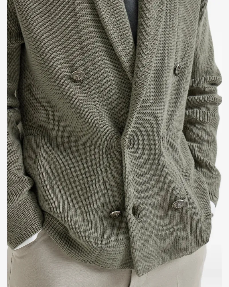 Brunello Cucinelli Men's Rib Cardigan Ss26 M Green
