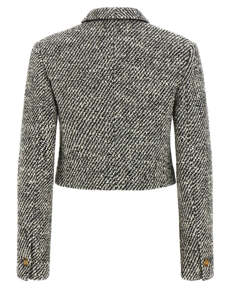 Versace Women's Bicolor Virgin Wool Full-Length Jacket Clothing Multicolor