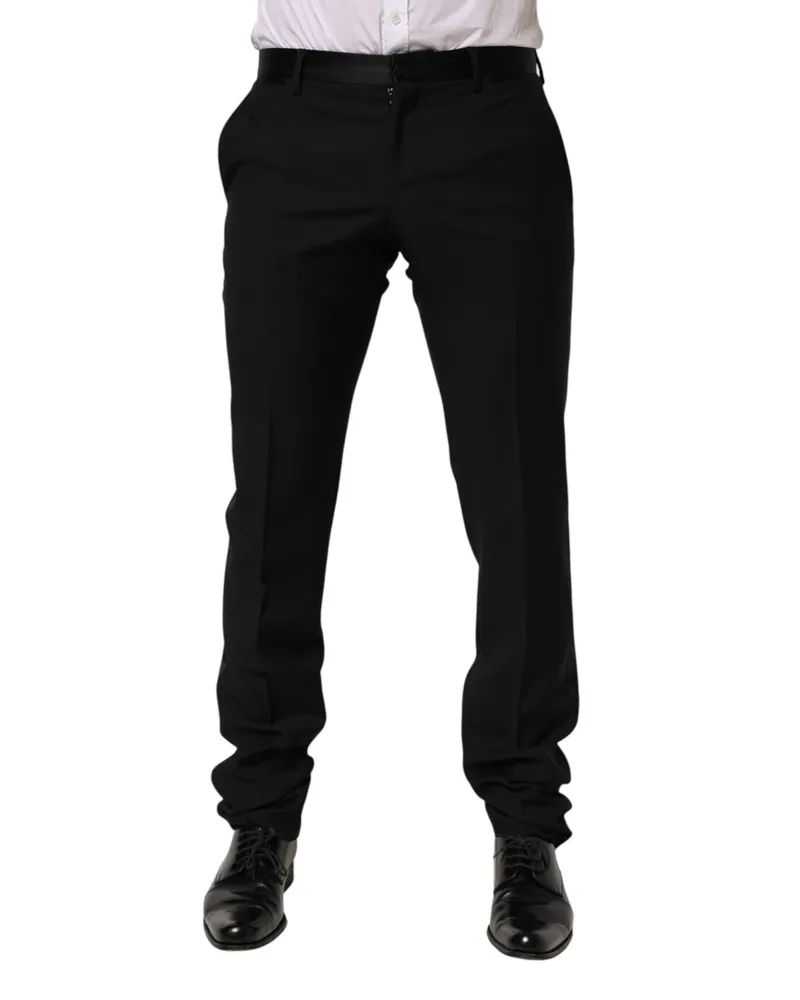 Dolce & Gabbana Black Wool Formal Dress Men Trouser Pants 02+wv Black