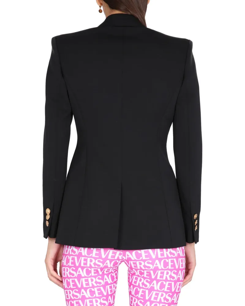 Versace Single-Breasted Virgin Wool Blazer — Black Black