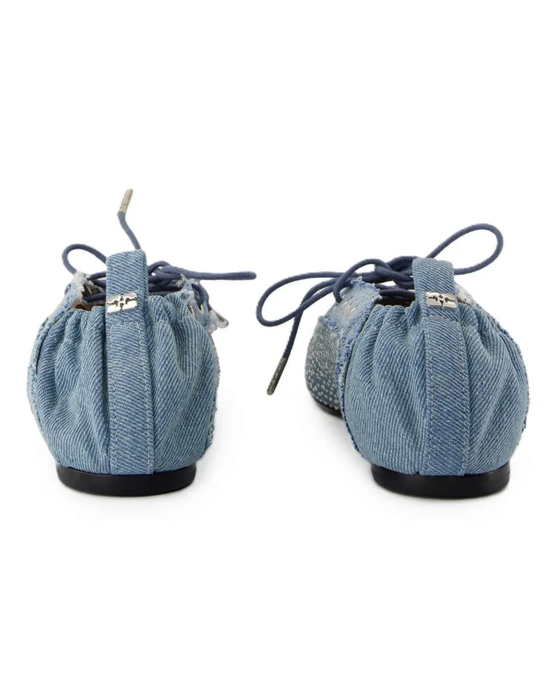 Ganni Women's Eyelet Cotton Ballerina Blue Blue