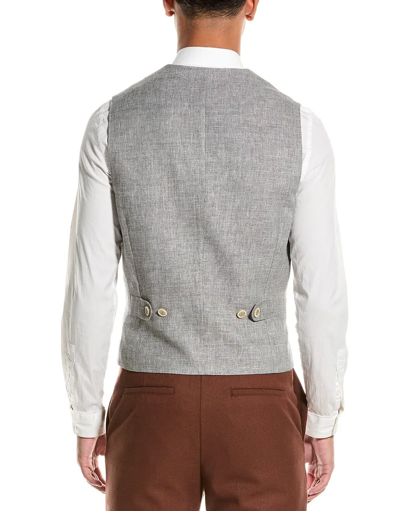 Brunello Cucinelli Mens Light Grey Wool Silk Vest Brown Clothing Brown