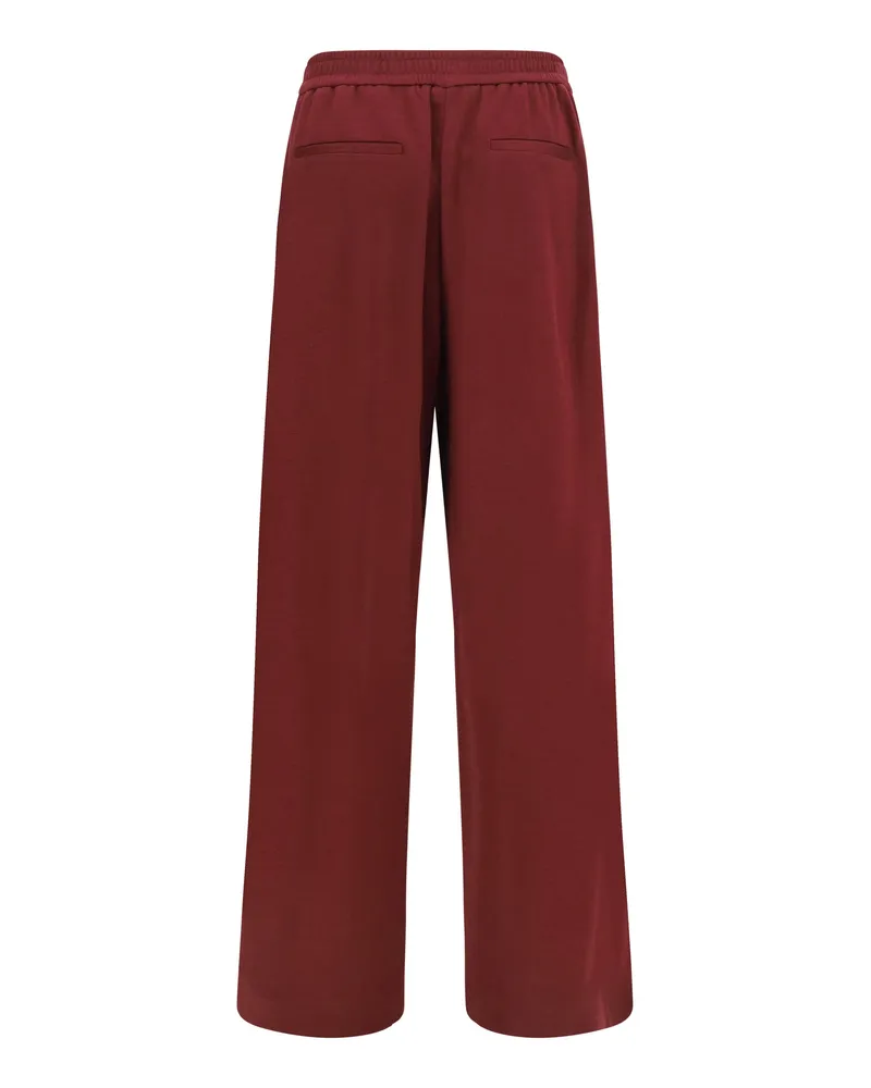 Brunello Cucinelli Cotton and Silk Joggers — Red Cabernet