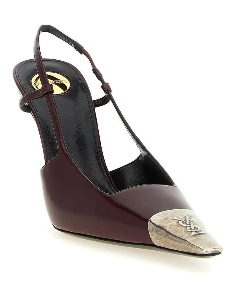 Saint Laurent Hammered Metal Toe Pump — Burgundy Burgundy