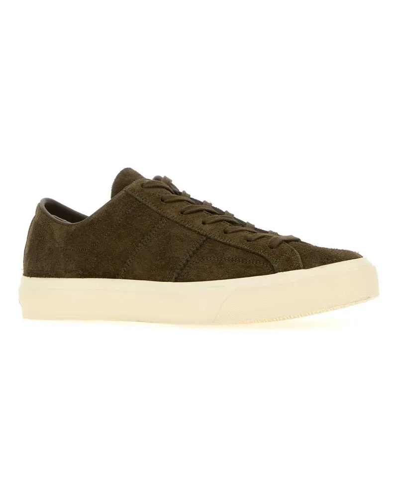 Tom Ford Men's Khaki Suede Cambridge Sneakers Khakicream Khaki