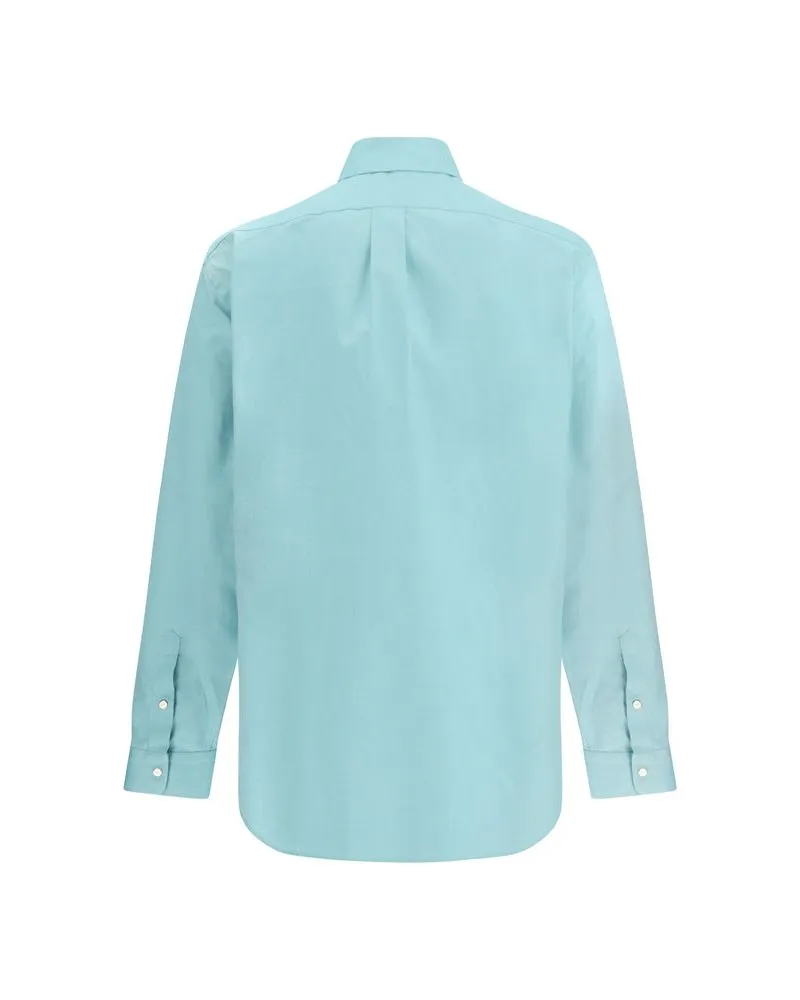 Fendi Men Blue Cotton Dress Shirt Blue