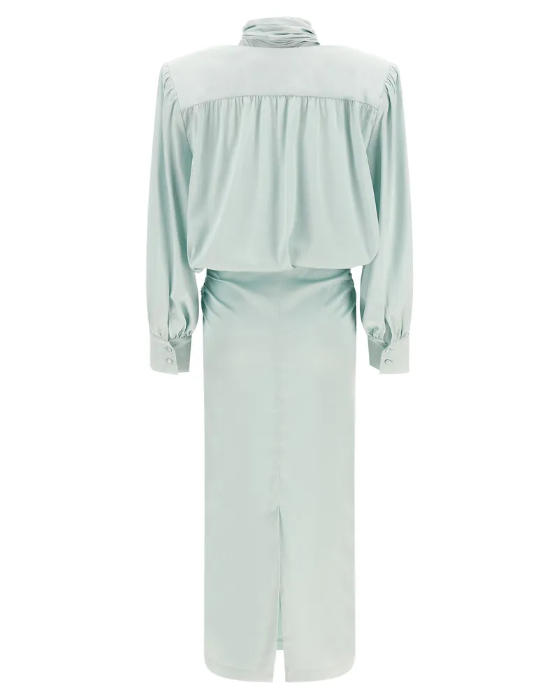 ROTATE Birger Christensen Ruched Satin Dress — Sage Sage