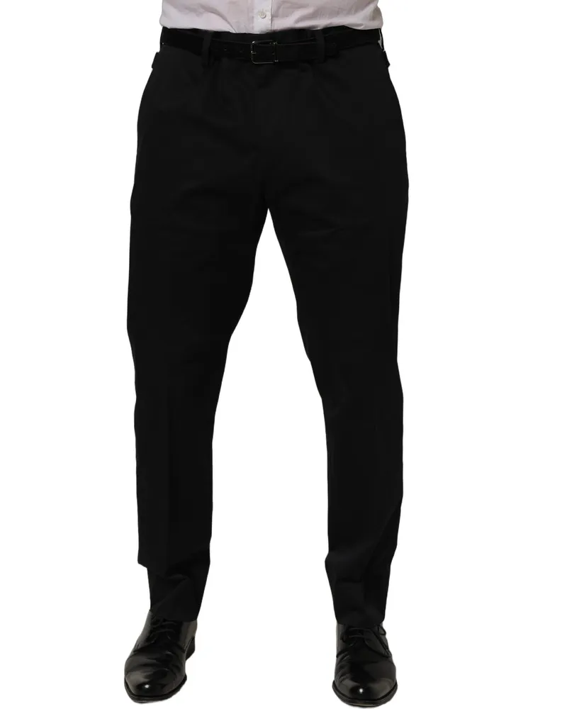 Dolce & Gabbana Cotton Tapered-Leg Dress Trousers — Black Black