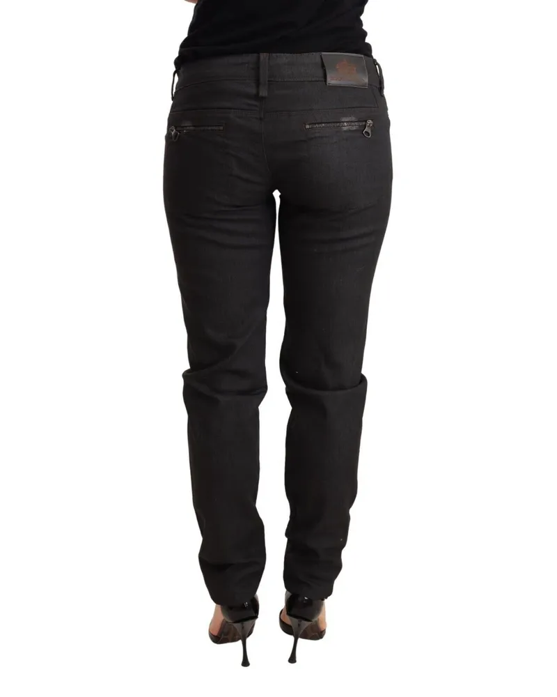 Ermanno Scervino Women's Black Low Waist Skinny Slim Trouser Cotton Jeans Black
