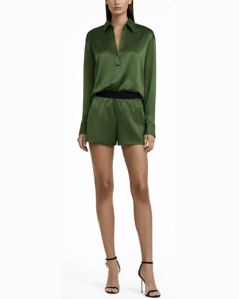 Tom Ford Silk Pajama Shorts — Green Green