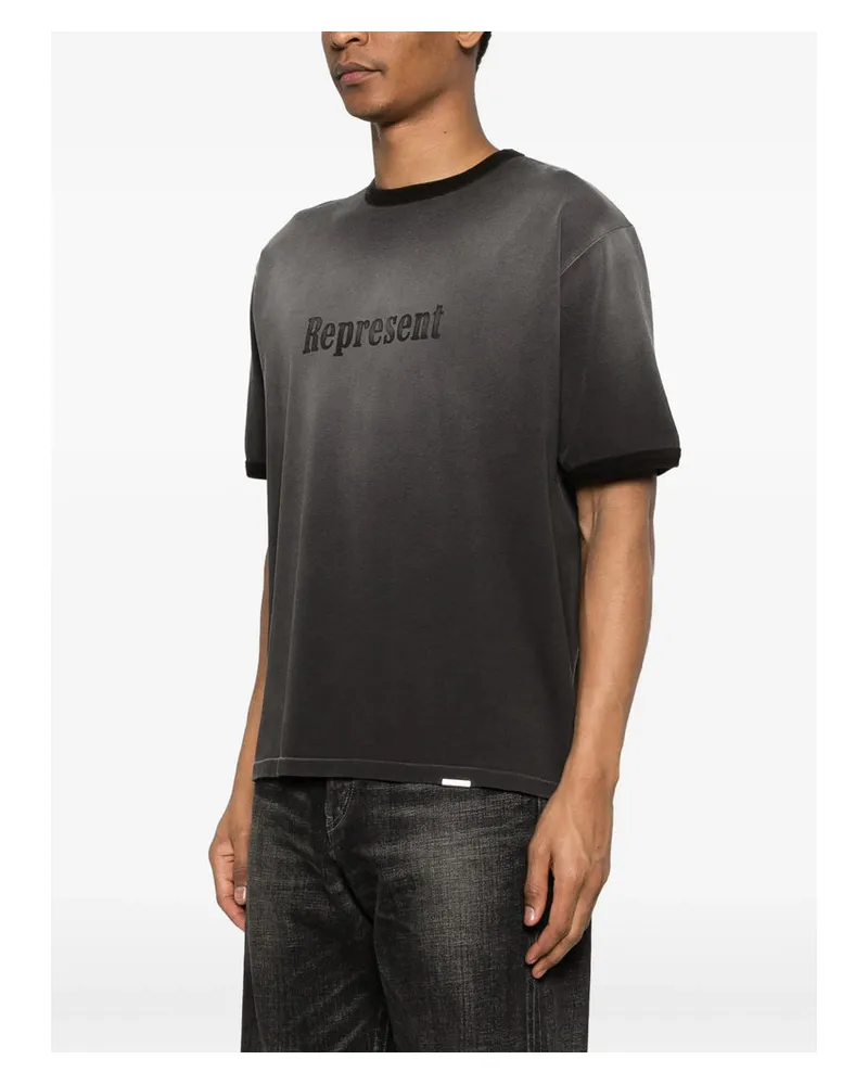 REPRESENT Logo-Embroidered Cotton T-Shirt — Gray Gray