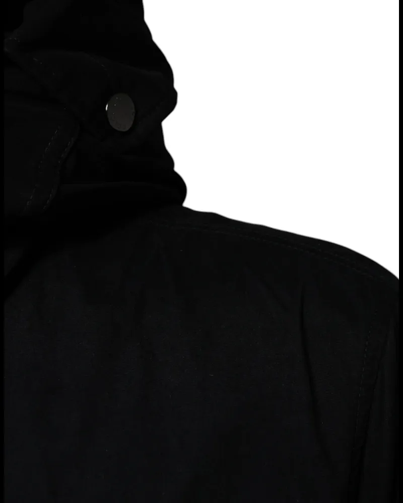 Dolce & Gabbana Men's Black Hooded Parka Cotton Trench Coat Jacket Polyester Silk Clothing Black