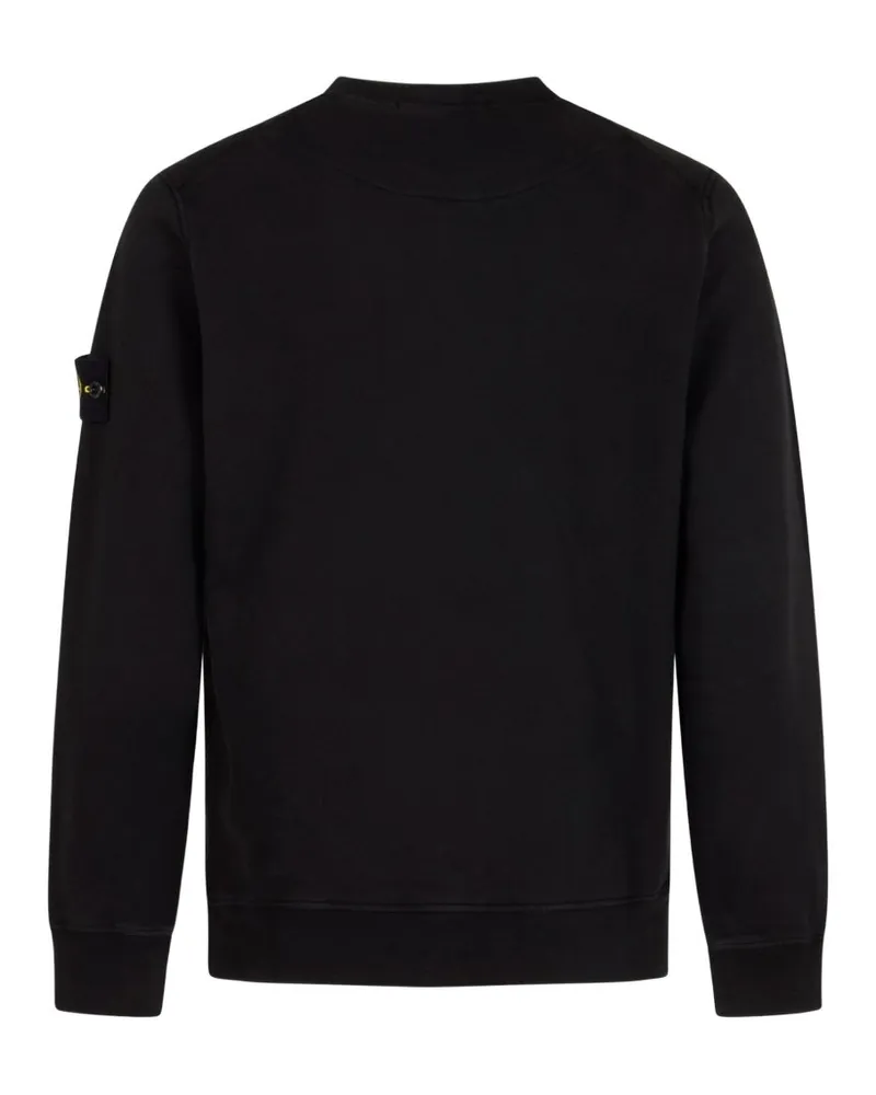 Stone Island Men Crewneck Sweatshirt Black Cotton Sweatshirts Sweater Black