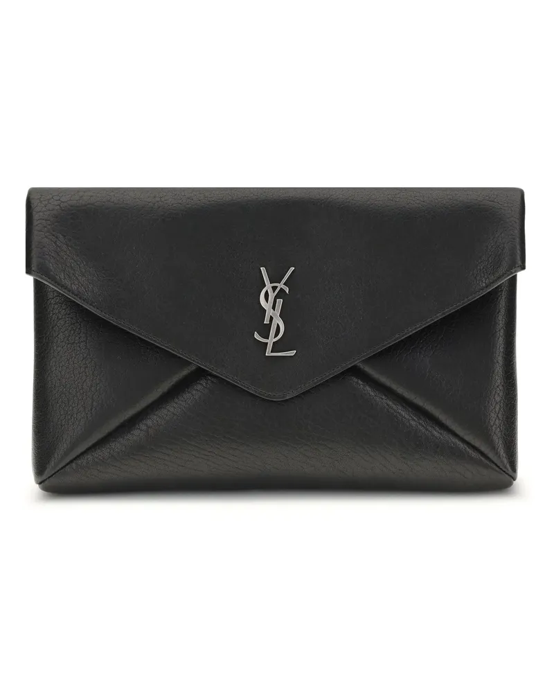 Saint Laurent Cassandre Calfskin Leather Clutch — Black Black