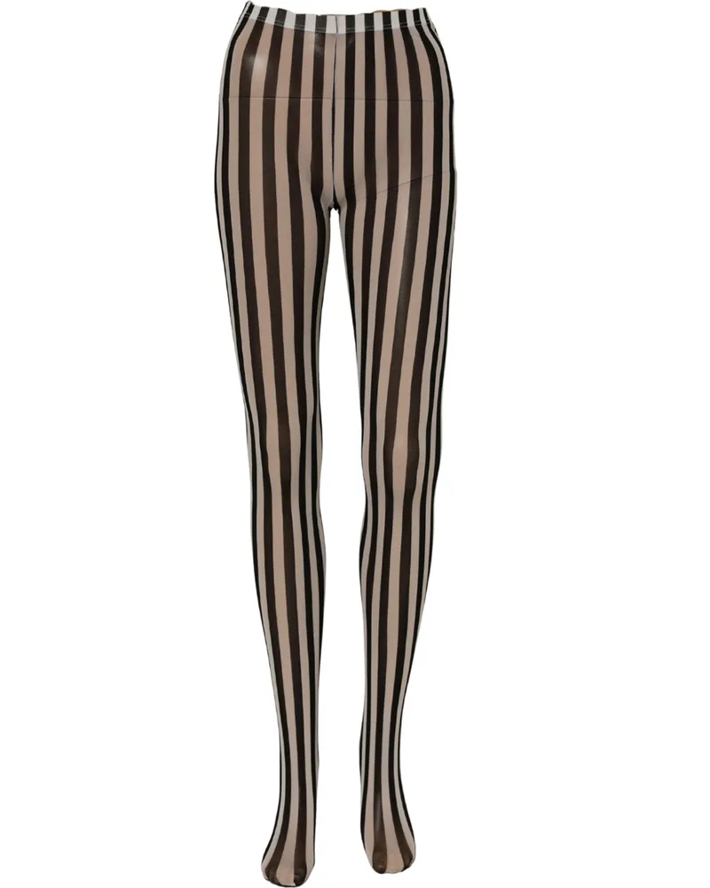 Dolce & Gabbana Striped Nylon Leggings — Black Black