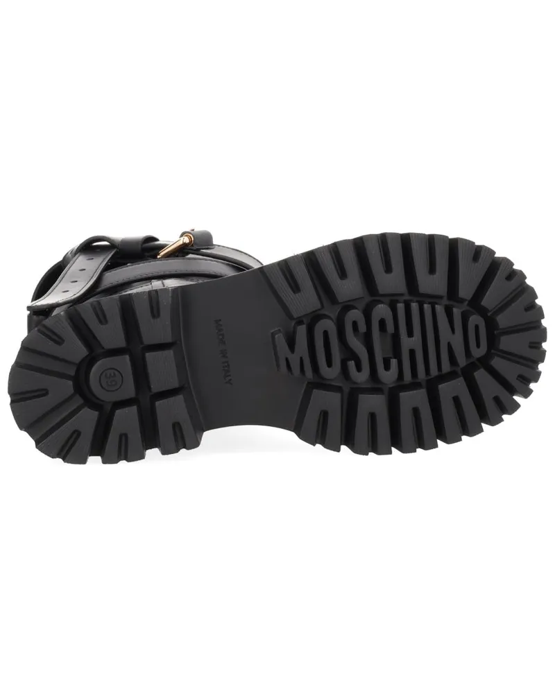 Moschino Tie-Me Leather Boot — Black Black