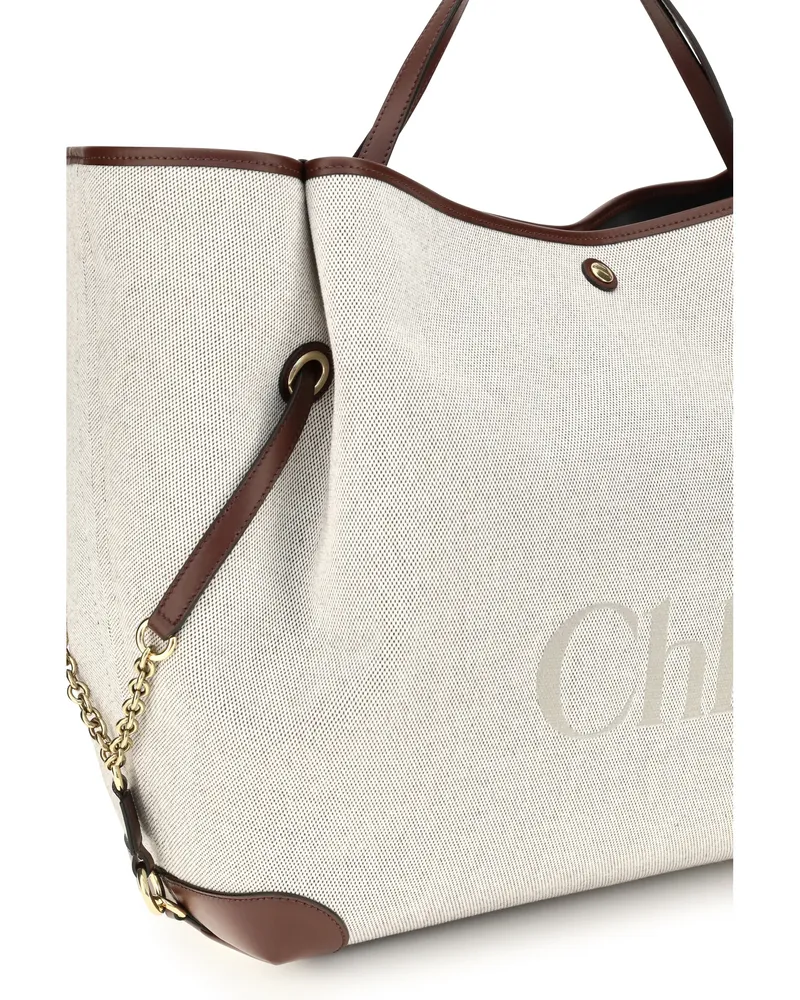 Chloé Women's Large Carry Tote Bag Crafty Brown Cotton Shoulder Brown
