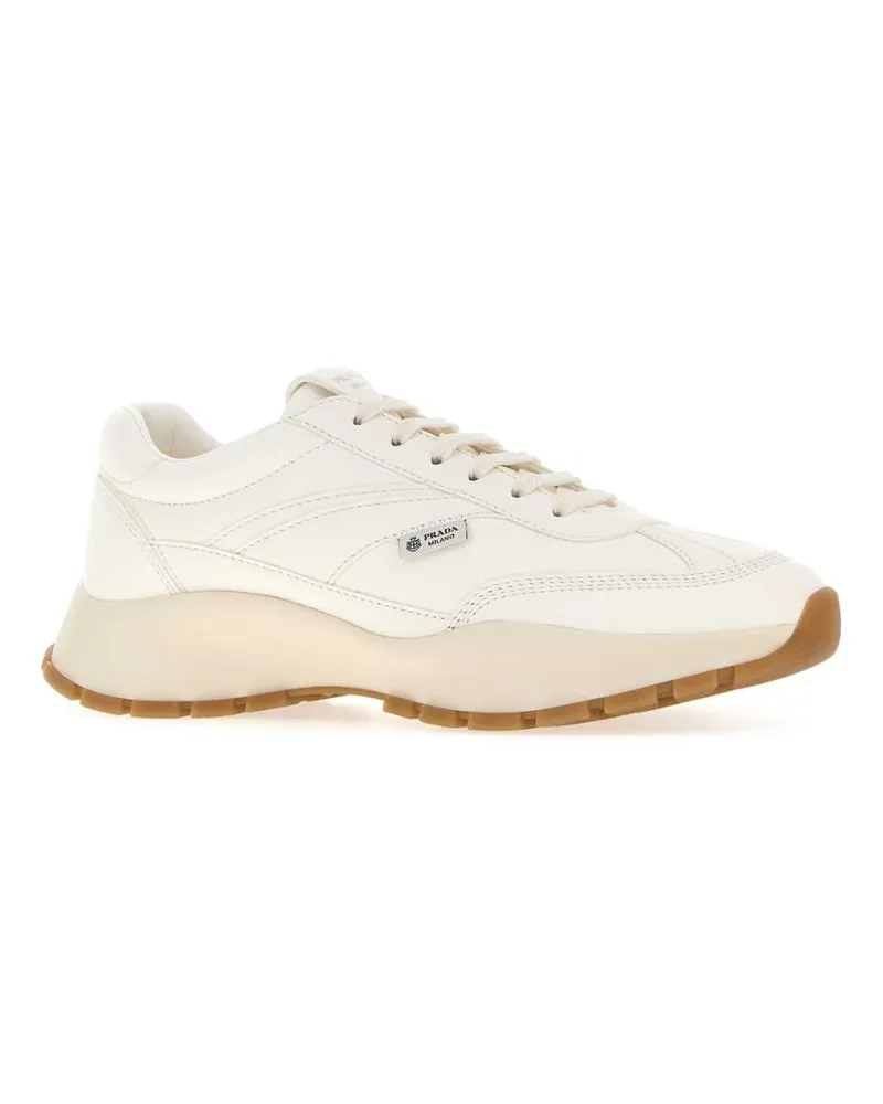 Prada Women's White Nappa Leather Sneakers Avorio White
