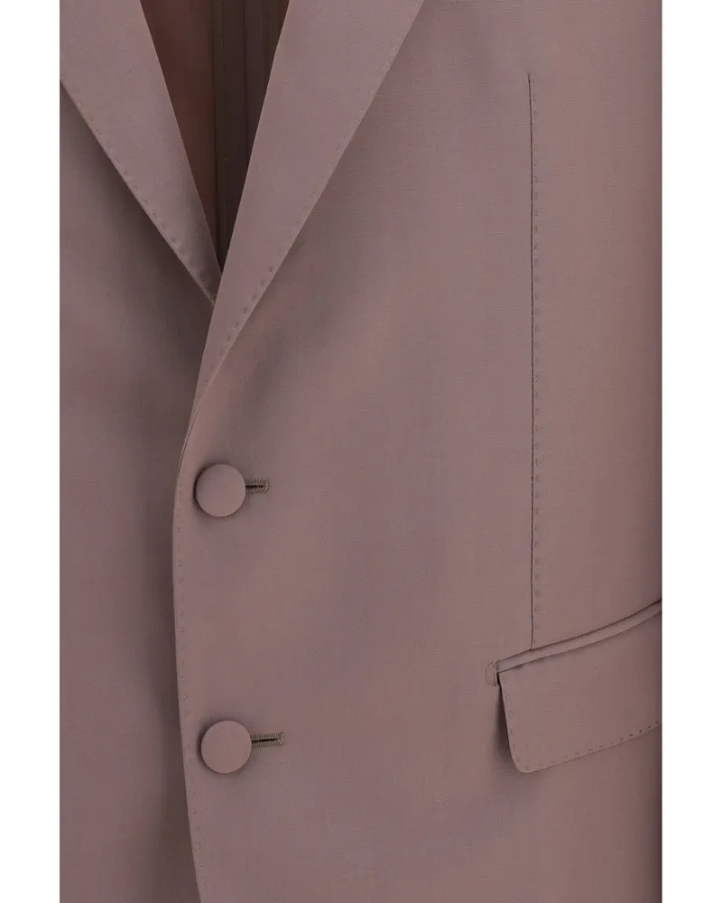 Dolce & Gabbana Single-Breasted Wool Poplin Blazer — Brown Brown
