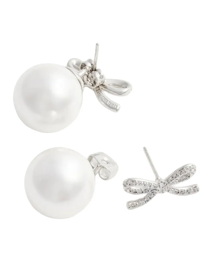 Self-Portrait Women's Earrings Brystal Bow Pearl Silver Pearl-Silver Brass Pearl/silver Silver