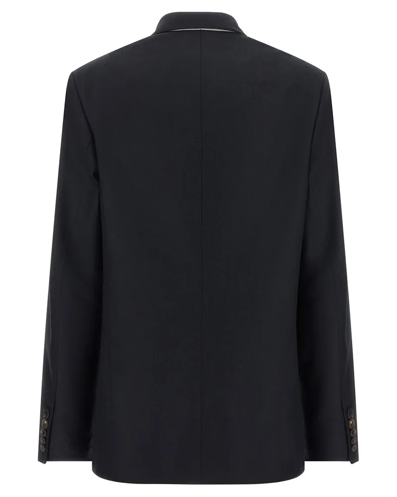 Dries van Noten Gold Floral Embroidery Blazer — Navy Navy