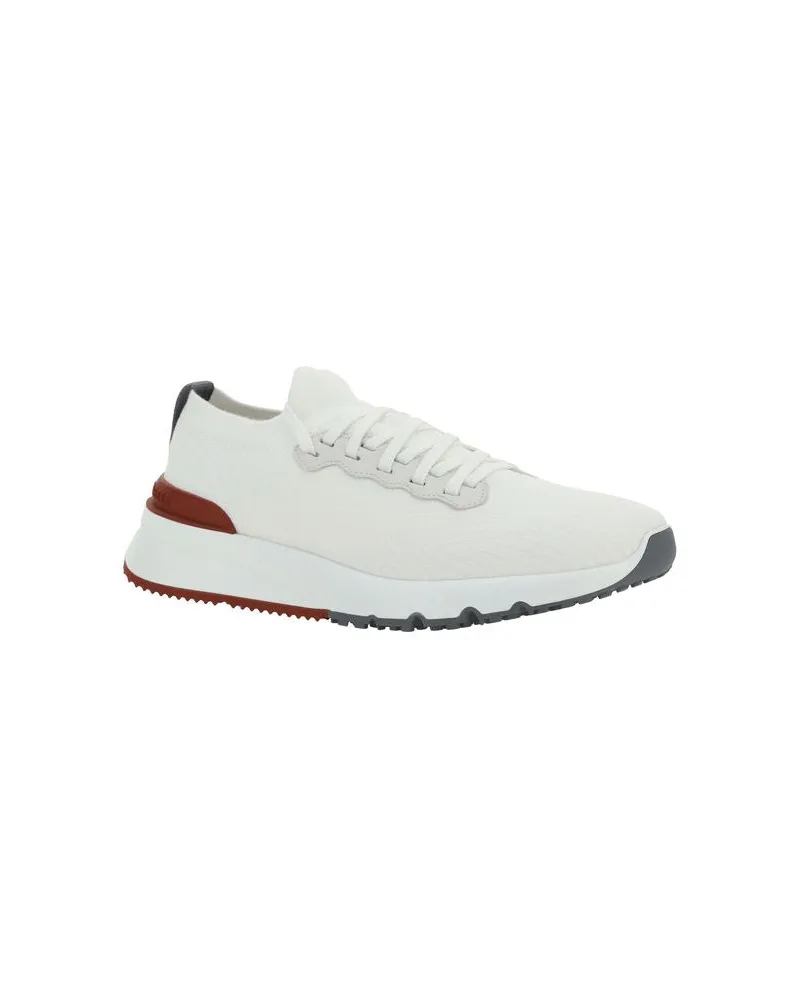 Brunello Cucinelli Men's White Cotton Low Top Sneakers White