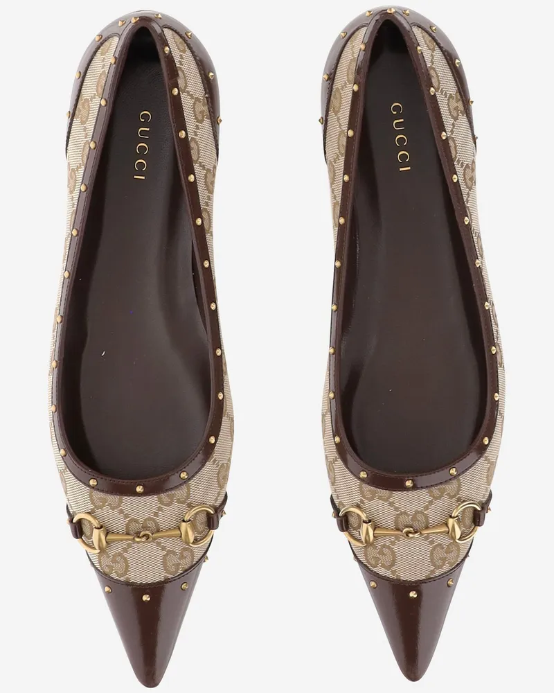 Gucci Women's Savoy Flat Shoes Gg Fabric And Leather Multicolour Polyester Multicolor