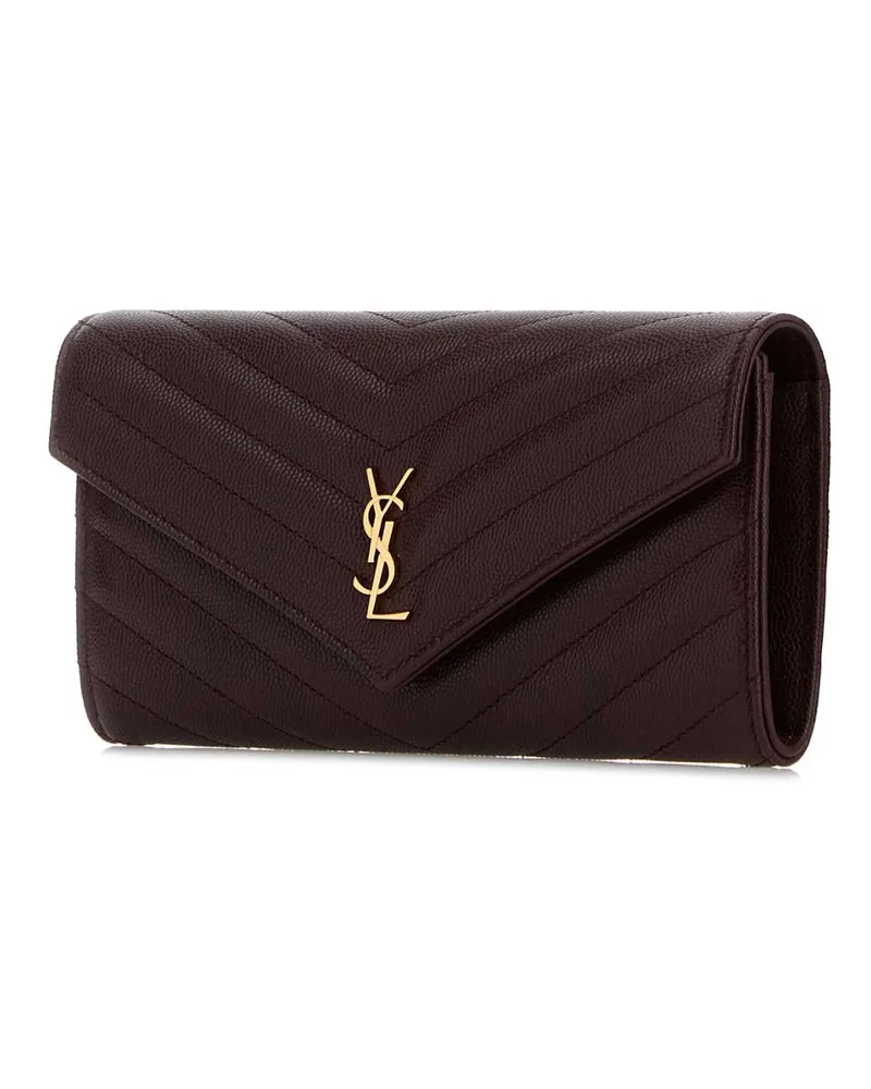 Saint Laurent Women's Plum Leather Wallet Hotwine Portafogli Purple