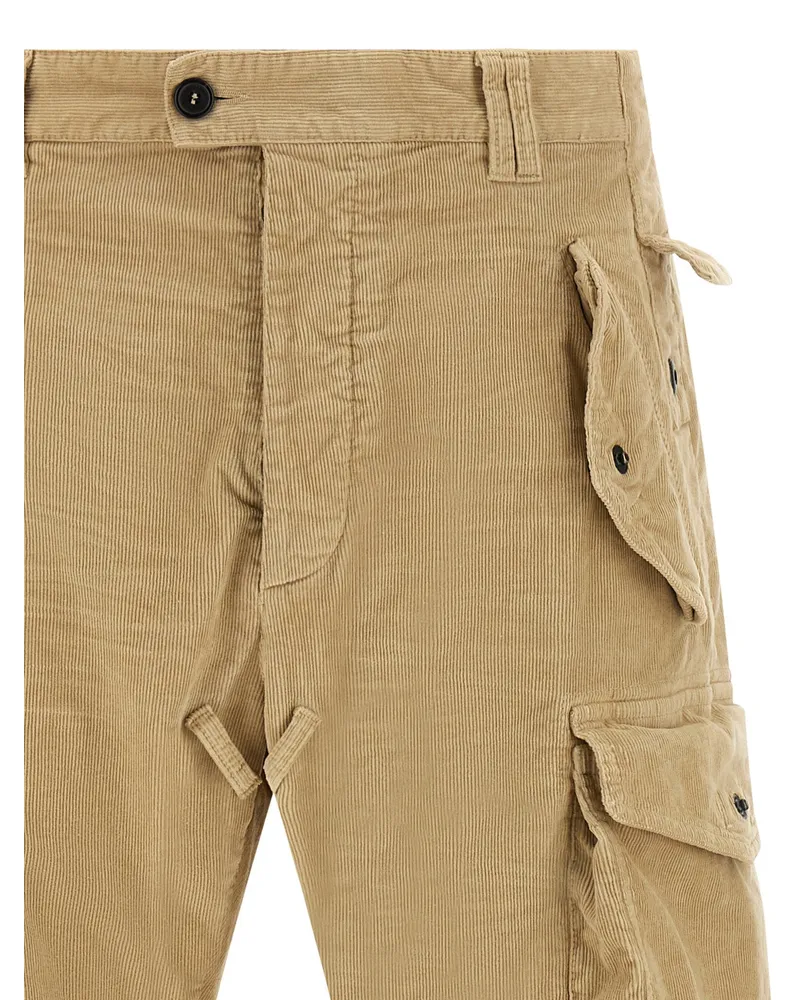 Dsquared2 Multi-Pocket Corduroy Cargo Pants — Camel Camel