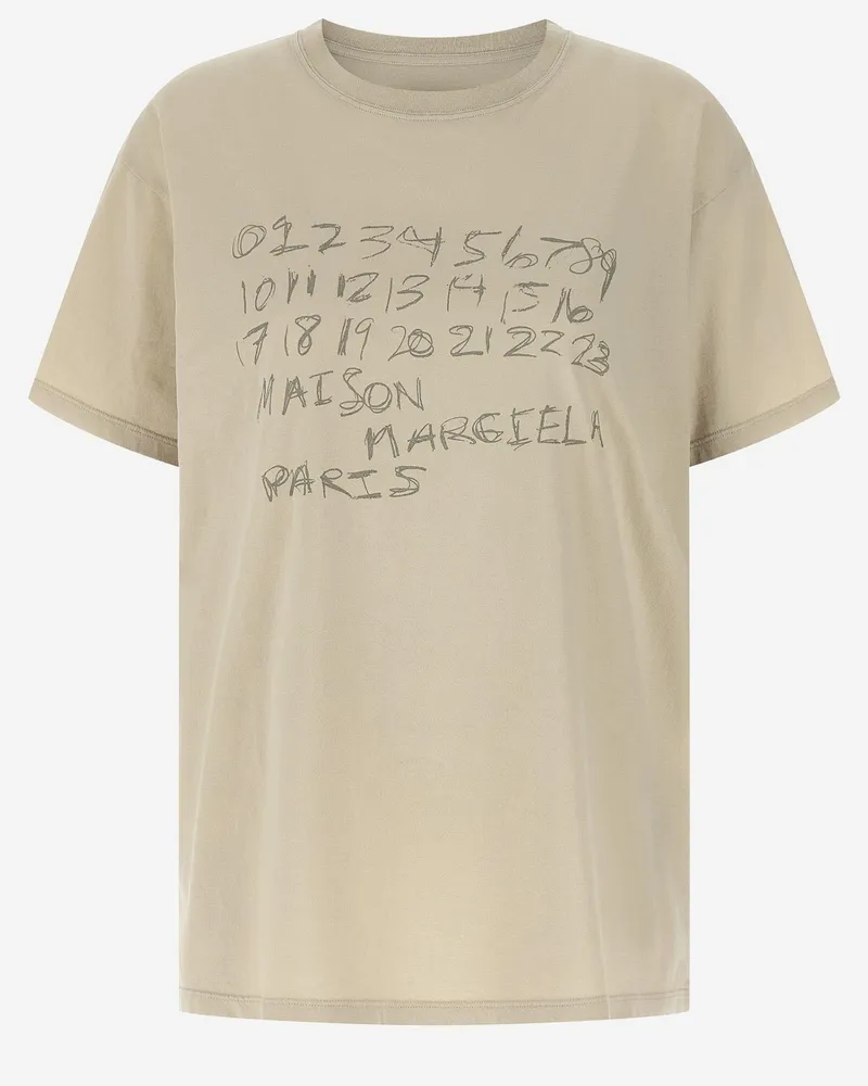Maison Margiela Women's Cotton T-Shirt With Logo Cream T-Shirts & Jerseys Beige