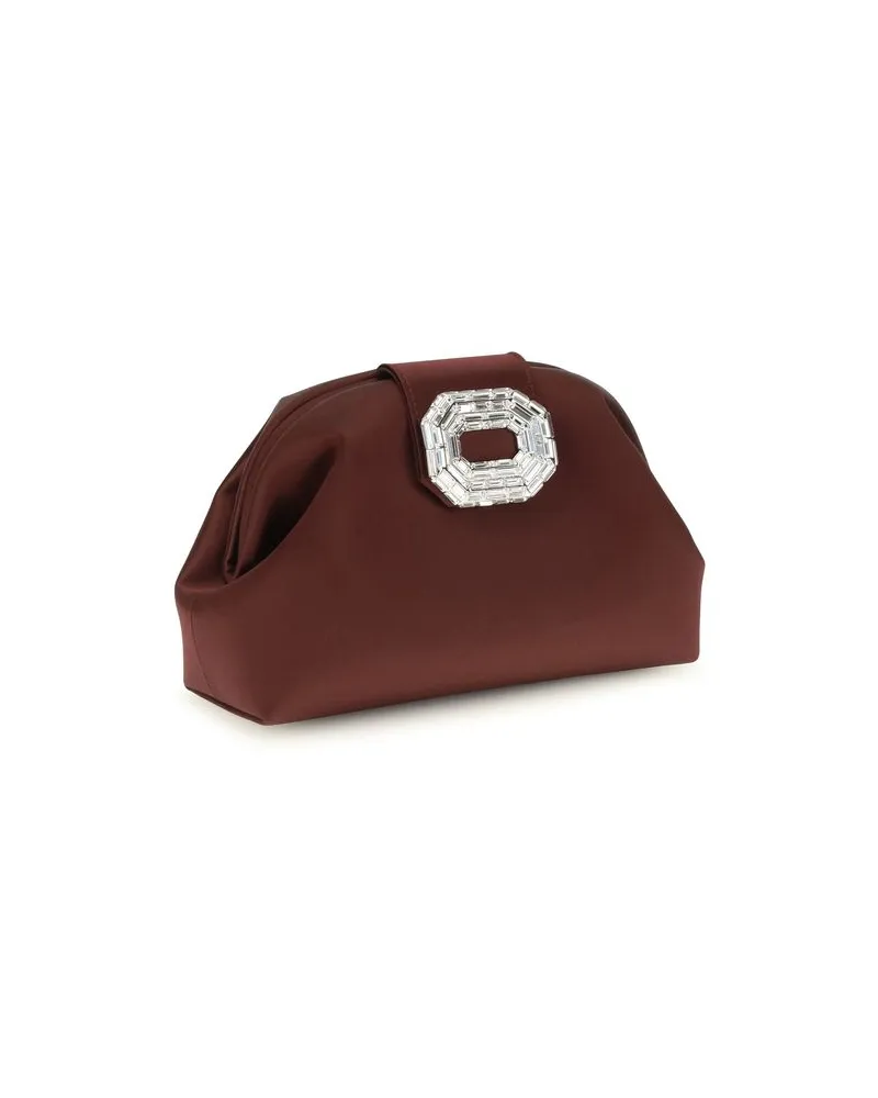 Amina Muaddi Camelia Satin Clutch — Bordeaux Bordeaux