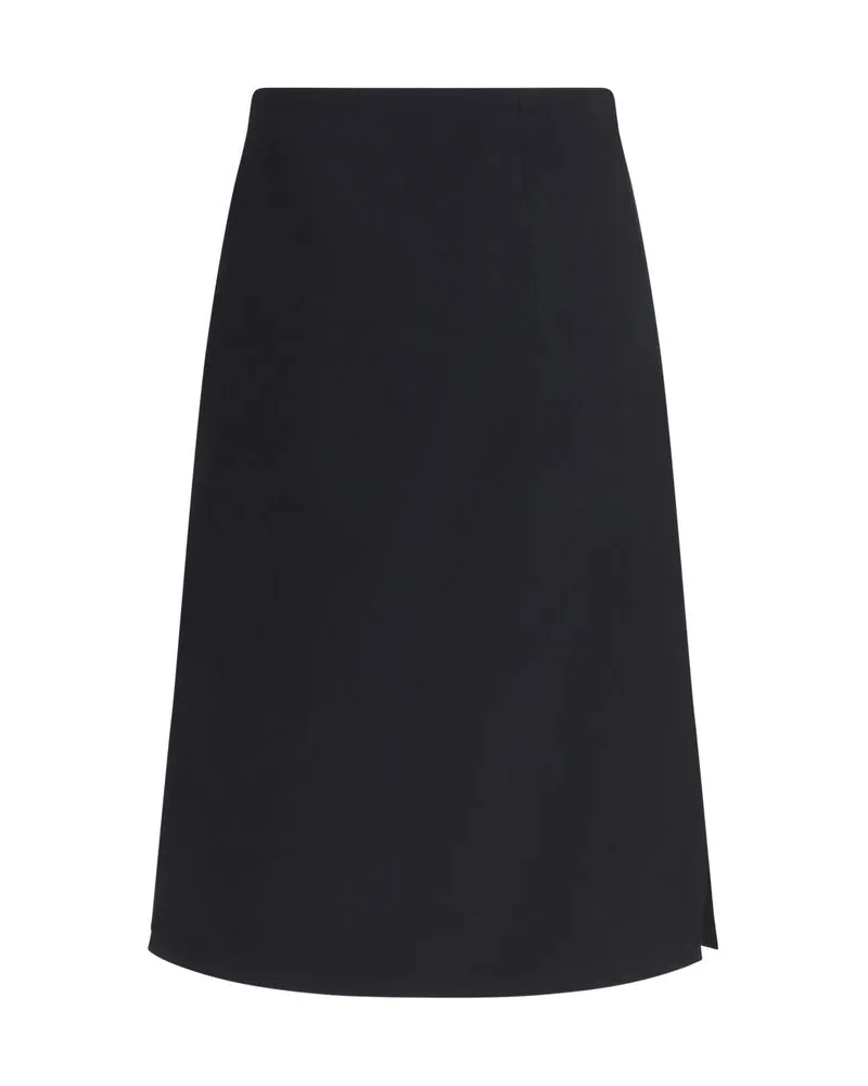 Fendi Women's Black Wool Oves Aries Midi Skirt Black