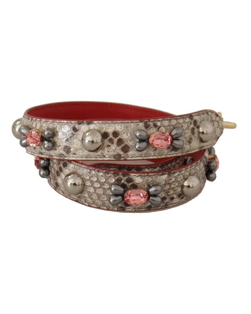 Dolce & Gabbana Women's Beige Exotic Leather Studded Shoulder Strap Python Bag Beige