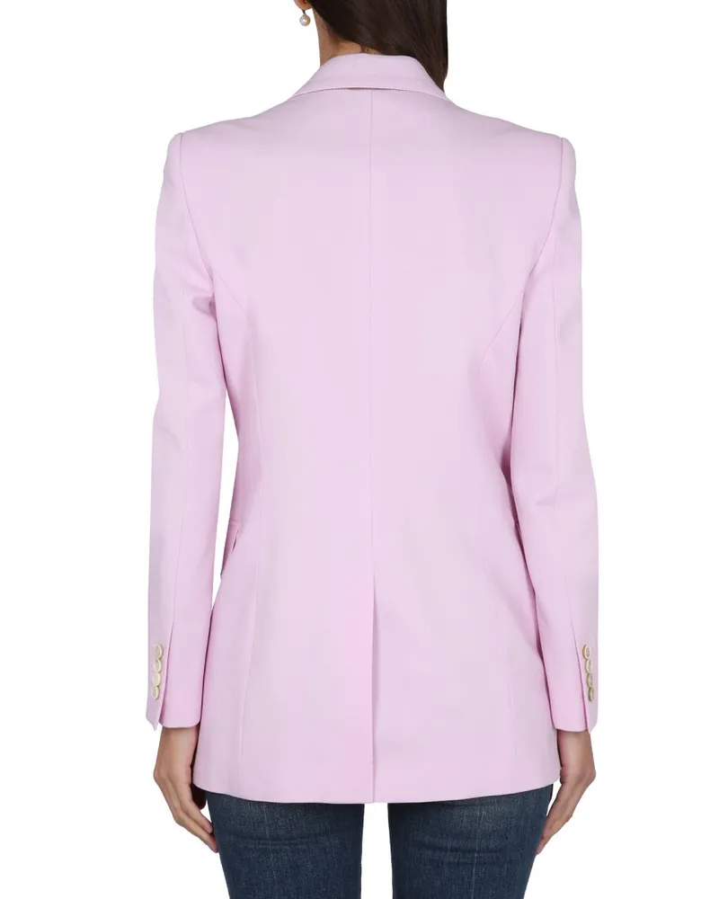 Alexander McQueen Double-Breasted Wool Blazer — Pink Pink