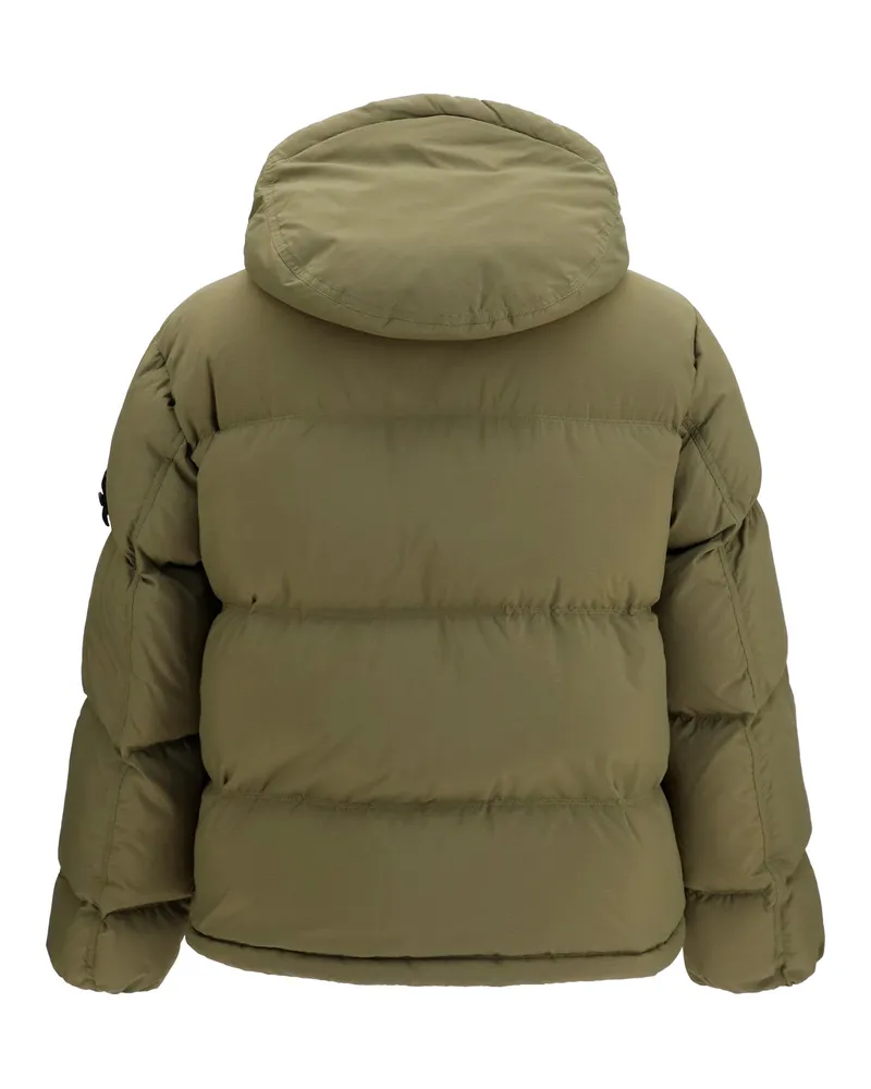 Stone Island Men's Down Jacket Detachable Hood Military Green Polyamide Green