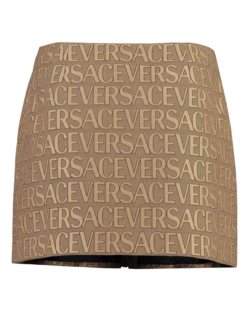 Versace Women's Jacquard Mini Skirt Beige Polyester Beige