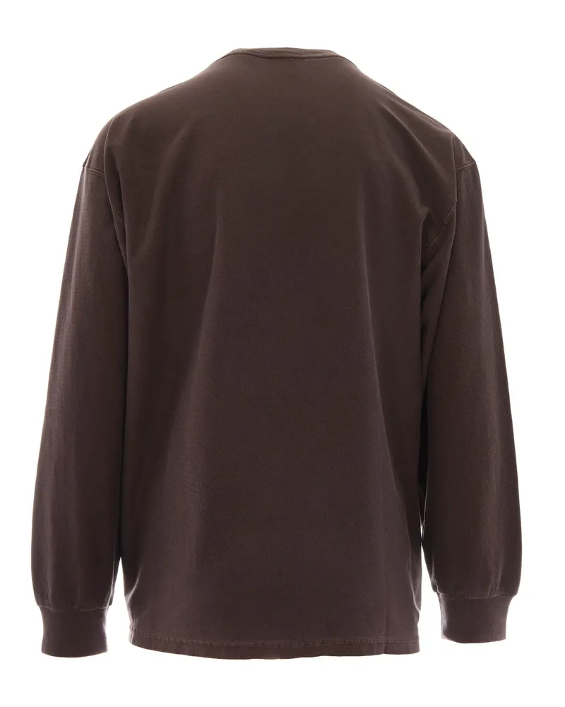 Carhartt WIP Men's Long-Sleeve T-Shirt Loose Pocket Tobacco Garment Dyed Organic Cotton Single Jersey T-Shirts And Polos Brown