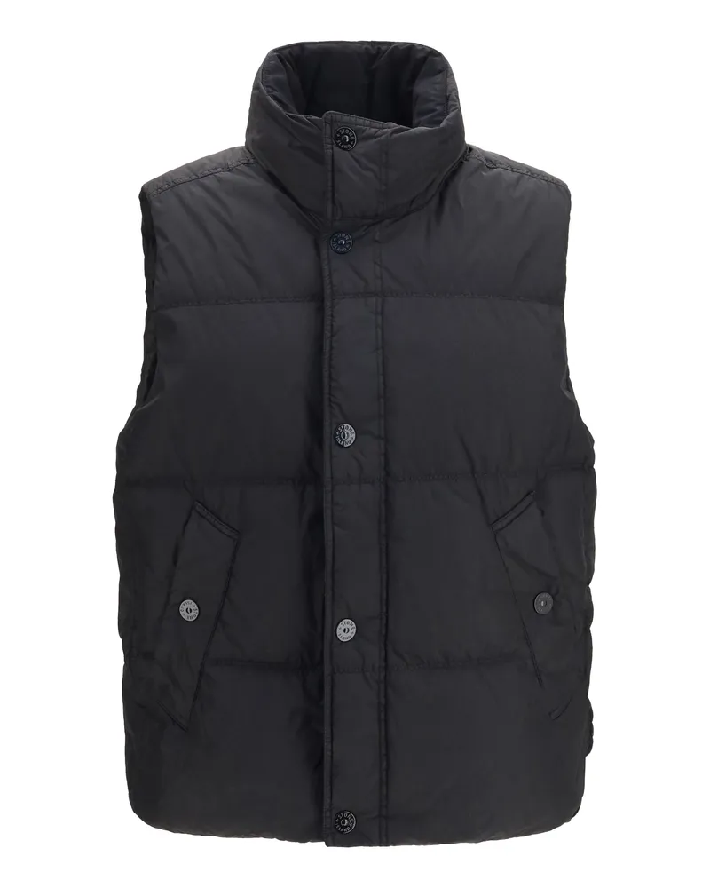Stone Island Men Padded Vest Crinkle Reps Ny Black Blazers Jacket Black