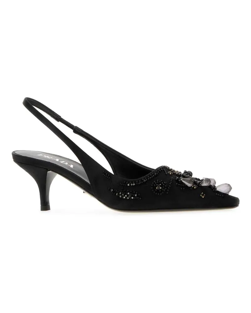 Prada Women's Black Satin Pumps Nero Scarpe Con Tacco High Heel Shoes Black