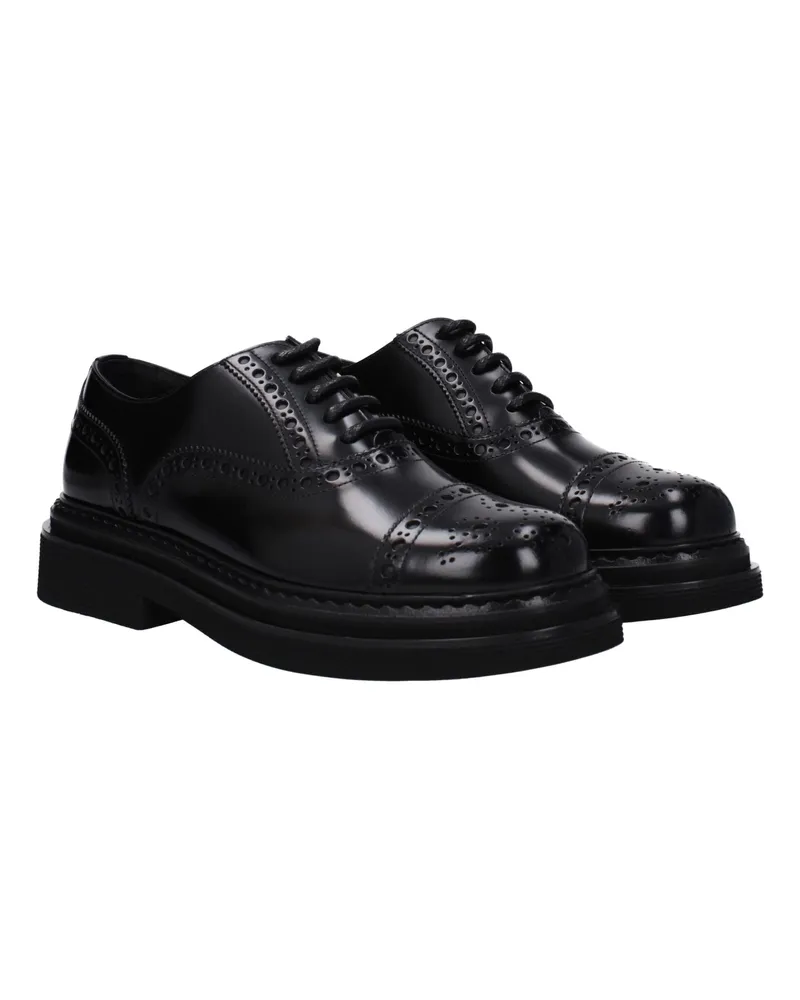Dolce & Gabbana Men's Black Leather Oxfords And Derbies Shoe Black