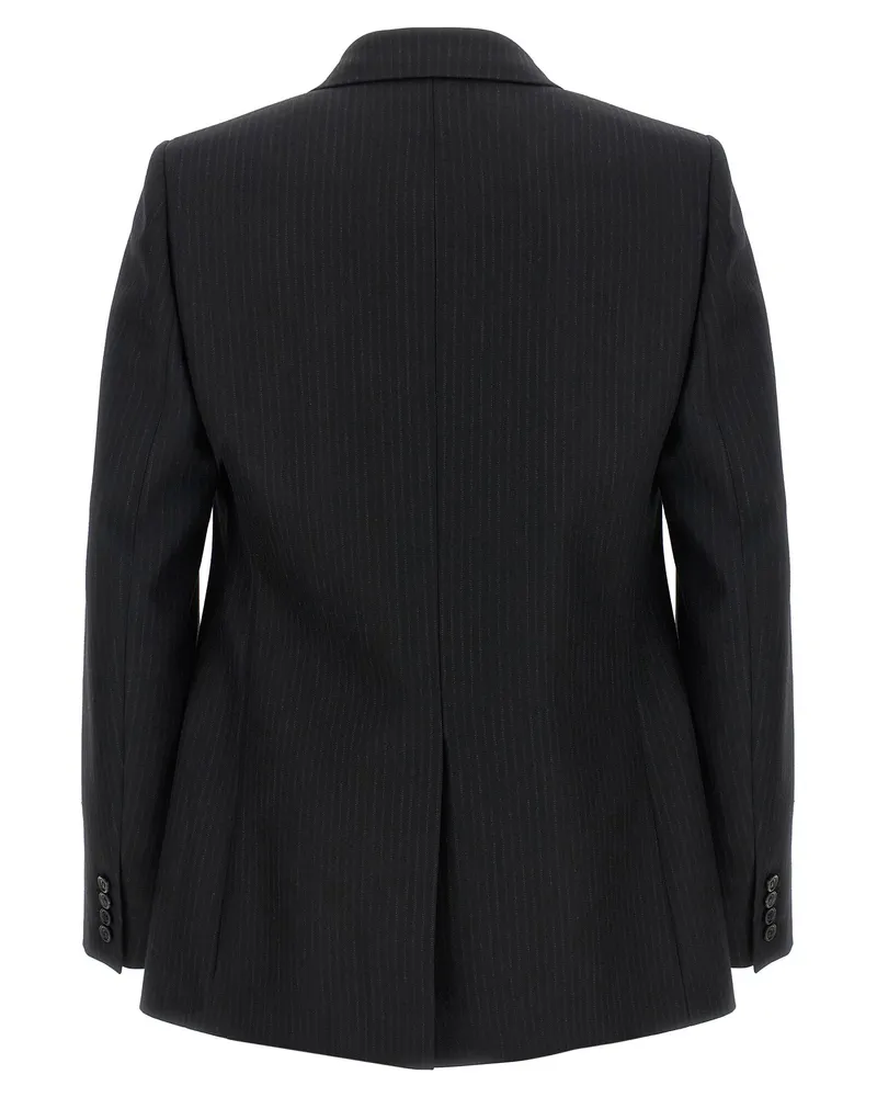 Saint Laurent Pinstripe Wool Blazer — Charcoal Charcoal