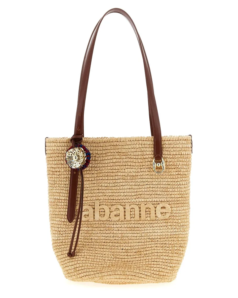 Paco Rabanne Braided Raffia Tote Bag — Beige Beige