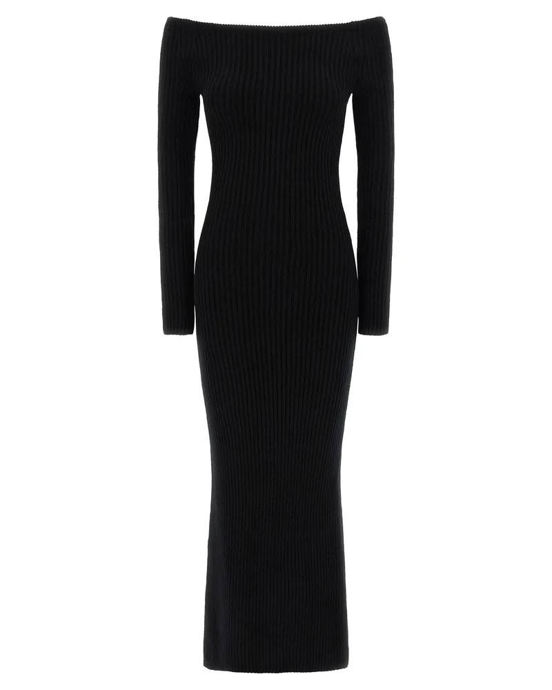 Max Mara Women's Black Wool Long Dress Black