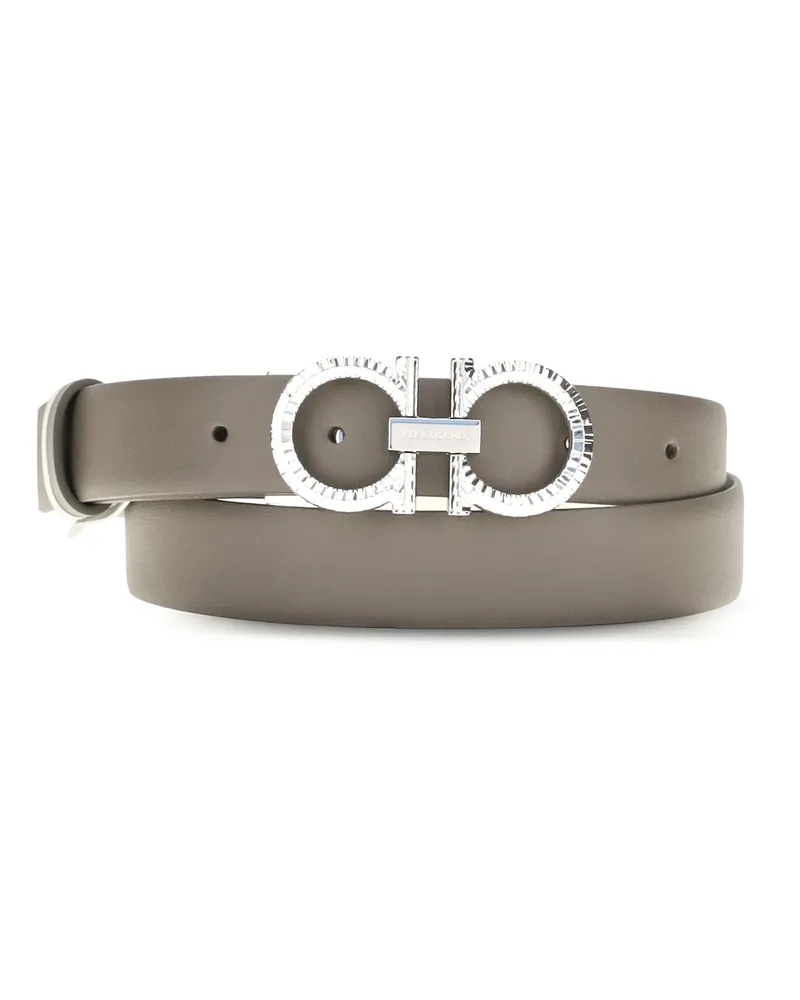 Ferragamo Women's Belt Gancini Haze Calf Leather Gray