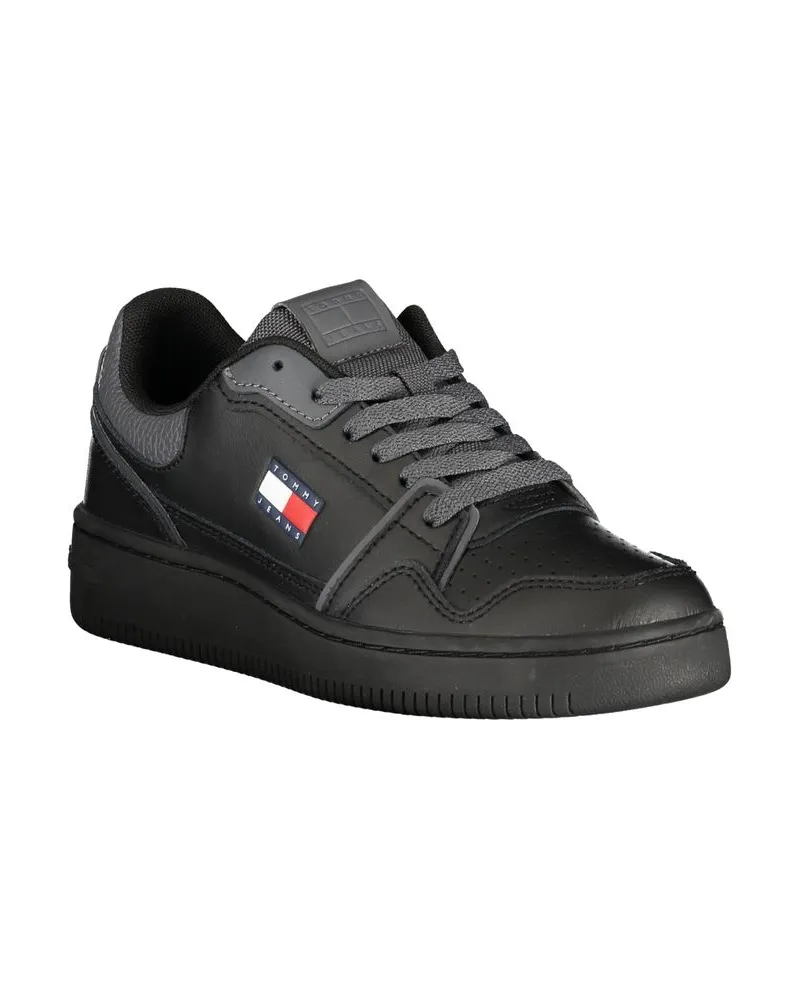 Tommy Hilfiger Lace-Up Leather Sneaker — Black Black