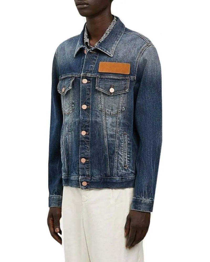 Palm Angels Men's Blue Cotton Denim Jacket Clothing Blue