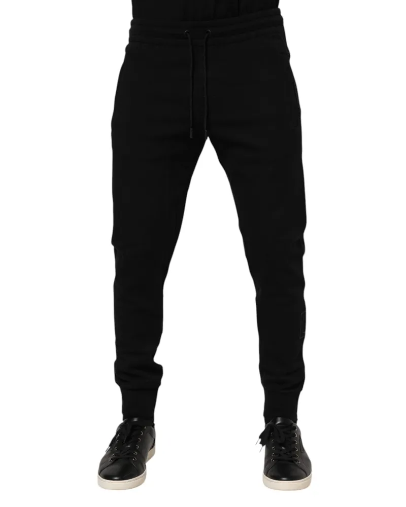 Dolce & Gabbana Black Cotton Men Jogger Sweatpants Pants Nylon Black